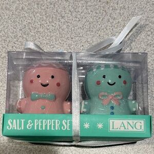 Pink and Green Gingerbread Salt & Pepper Shaker Set